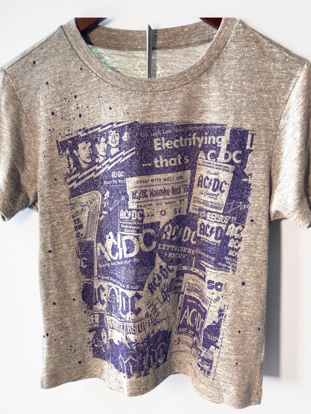 Chaser Heather Gray Tee with Purple AC/DC Graphic